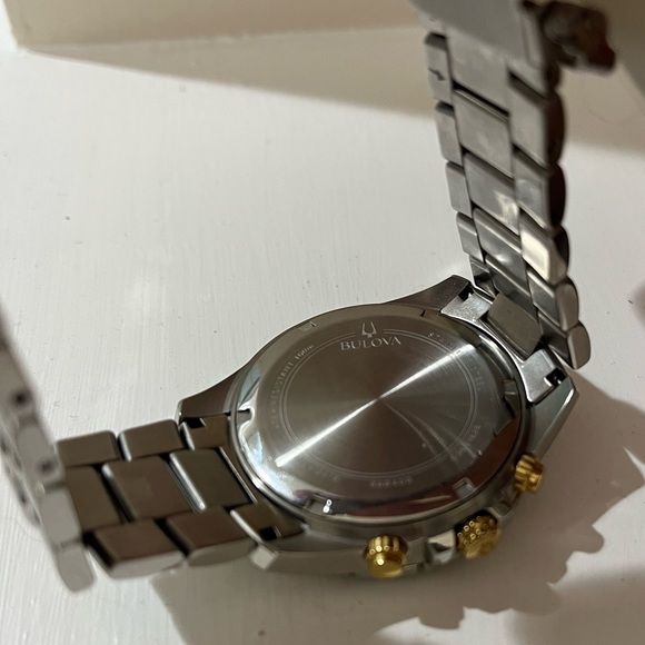 Bulova Men’s Watch 98B400 Marine Star Quartz Chronograph 41mm Two Tone Blue Dial - Picture 5 of 6